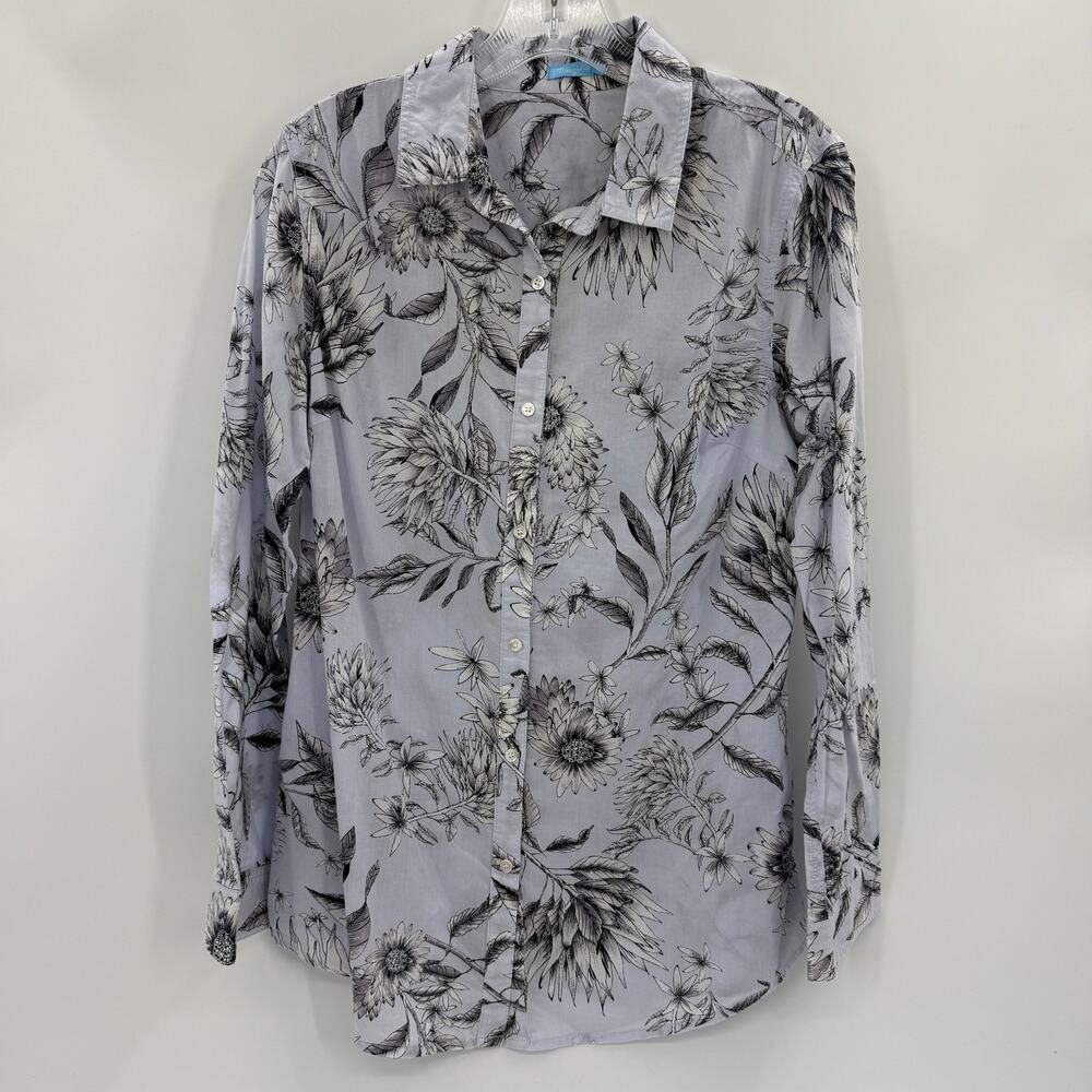 J. MCLAUGHLIN Cotton Button Front Shirt Size M Floral Long Sleeve Cottagecore